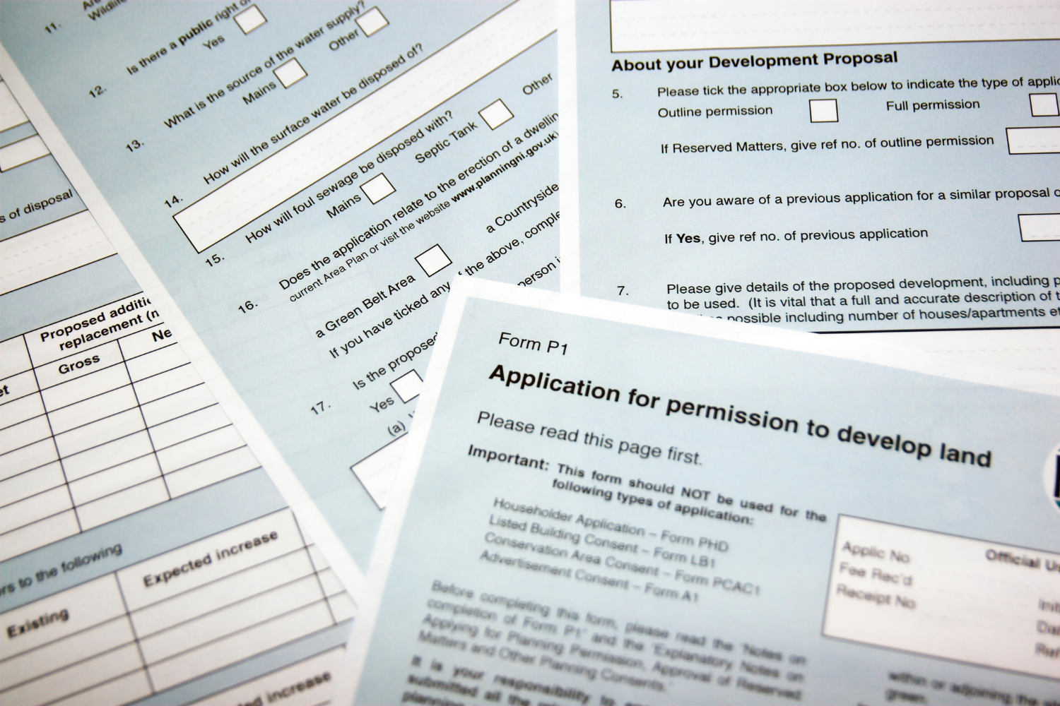 Stock image of a planning application